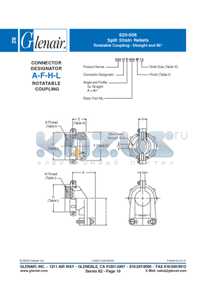 620HA006 datasheet - Split Strain Reliefs