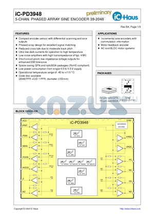 IC-PD3948CHIP datasheet - 5-CHAN. PHASED ARRAY SINE ENCODER 39-2048