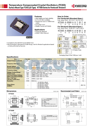 KT7050 datasheet - High stability and high reliability 2.7 to 5.5V drive available Low phases noise