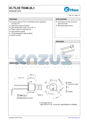 IC-TL33TO46-2L1 datasheet - Infrared LED