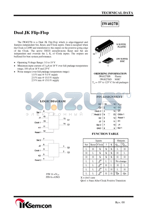 IW4027BD datasheet - Dual JK Flip-Flop