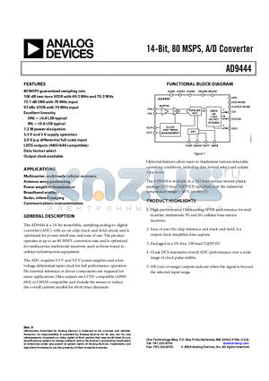 AD9444-LVDS/PCB datasheet - 14-Bit, 80 MSPS, A/D Converter