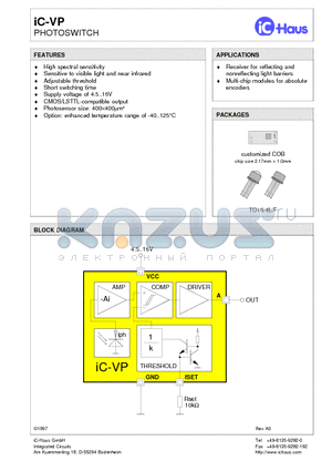 IC-VP-TO18-4L datasheet - PHOTOSWITCH