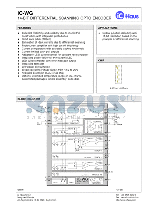 IC-WG datasheet - 14-BIT DIFFERENTIAL SCANNING OPTO ENCODER