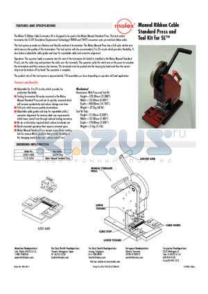 62201-6600 datasheet - Manual Ribbon Cable Standard Press and Tool Kit for SL