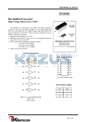 IW4050BD datasheet - Hex Buffer/Converter High-Voltage Silicon-Gate CMOS