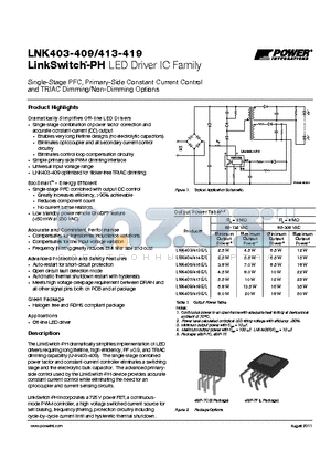 LNK407LG datasheet - LinkSwitch-PH LED Driver IC Family