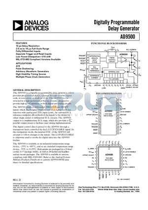 AD9500TQ datasheet - Digitally Programmable Delay Generator