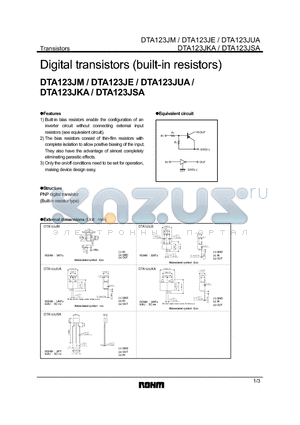 DTA123JE datasheet - Digital transistors (built-in resistors)