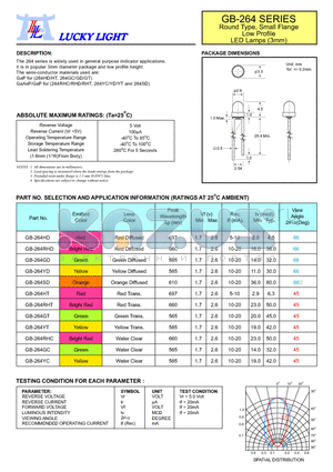 GB-264YC datasheet - Round Type, Small Flange Low Profile LED Lamps (3mm)