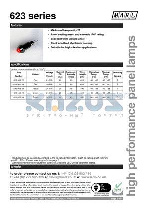 623-503-23 datasheet - Minimum line quantity 20 Panel sealing meets and exceeds IP67 rating