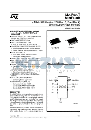 M295V400B-55M3R datasheet - 4 Mbit 512Kb x8 or 256Kb x16, Boot Block Single Supply Flash Memory