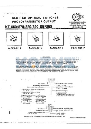KT861L11 datasheet - SLOTTED OPTICAL SWITCHES PHOTOTRAMSISTOR OUTPUT