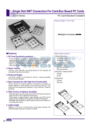 IC11S-BUR-PNEJL datasheet - Single Slot SMT Connectors For Card-Bus Based PC Cards