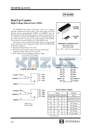 IW4520BN datasheet - Dual Up - Counter High - Voltage Silicon - Gate CMOS