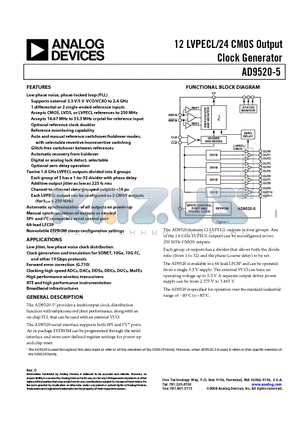 AD9520-5/PCBZ datasheet - 12 LVPECL/24 CMOS Output Clock Generator