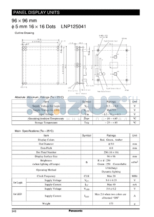 LNP125041 datasheet - PANEL DISPLAY UNITS