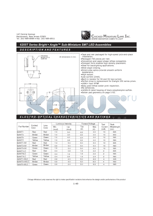 6255T5-5VLC datasheet - Bright Angle Sub-Miniature SMT LED Assemblies