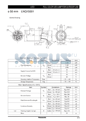 LNQ15001 datasheet - FULL COLOR LED LAMP FOR OUTDOOR USE