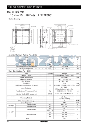 LNP728031 datasheet - FULL COLOR PANEL DISPLAY UNITS