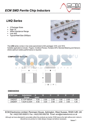 LNQ32T-1R0 datasheet - SMD Ferrite Chip Inductors