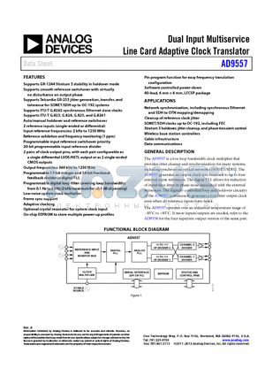 AD9557BCPZ-REEL7 datasheet - Dual Input Multiservice