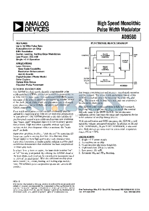 AD9560KR datasheet - High Speed Monolithic Pulse Width Modulator