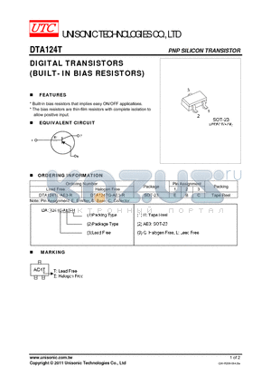 DTA124T datasheet - DIGITAL TRANSISTORS