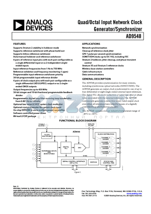 AD9548/PCBZ datasheet - Quad/Octal Input Network Clock Generator/Synchronizer
