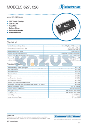 627A331/331FTR4 datasheet - 220 Small Outline Dual-In-Line Thick Film Surface Mount Resistor Networks