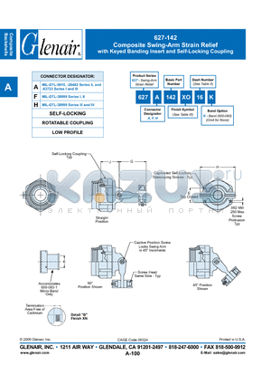 627F142XO datasheet - Composite Swing-Arm Strain Relief