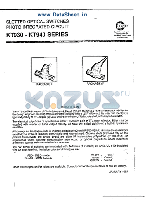 KT930 datasheet - SLOTTED OPTICAL SWITCHES PHOTO INTEGRATED CIRCUIT