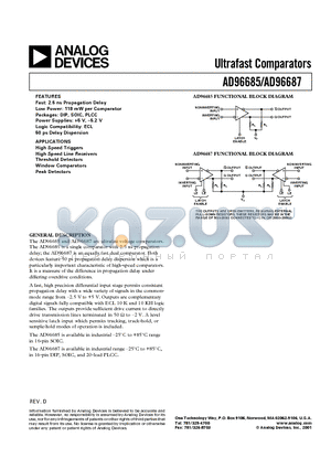 AD96685 datasheet - Ultrafast Comparators