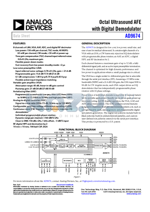 AD9674 datasheet - Octal Ultrasound AFE with Digital Demodulator