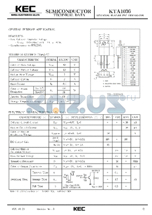 KTA1036 datasheet - EPITAXIAL PLANAR PNP TRANSISTOR (GENERAL PURPOSE)