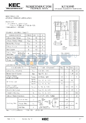 KTA1046 datasheet - EPITAXIAL PLANAR PNP TRANSISTOR (INDUSTRIAL USE, GENERAL PURPOSE)