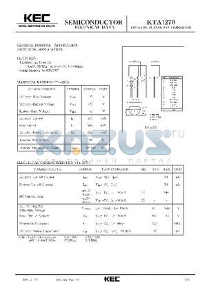 KTA1270 datasheet - EPITAXIAL PLANAR PNP TRANSISTOR (GENERAL PURPOSE, SWITCHING)