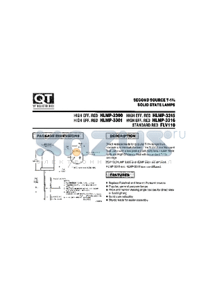 HLMP-3300 datasheet - SECOND SOURCE T-1 3/4 SOLID STATE LAMPS