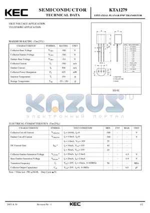 KTA1279_05 datasheet - EPITAXIAL PLANAR PNP TRANSISTOR