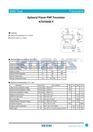 KTA1504S-Y datasheet - Epitaxial Planar PNP Transistor