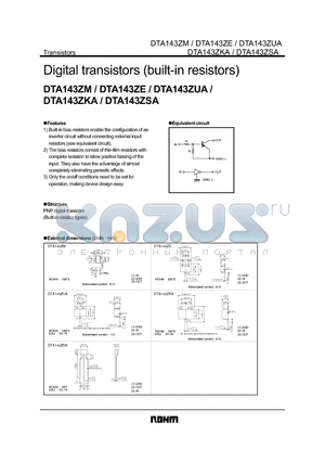 DTA143ZE datasheet - Digital transistors (built-in resistors)