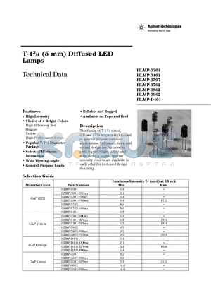 HLMP-3301-FG0B1 datasheet - T-1 3/4 (5 mm) Diffused LED Lamps