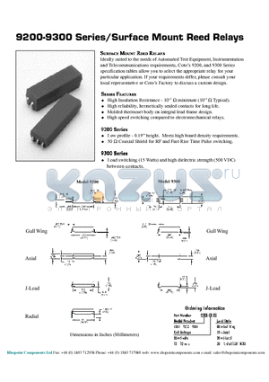 9301-05-20 datasheet - Surface Mount Reed Relays