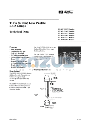 HLMP-3365 datasheet - T-13/4 (5 mm) Low Profile LED Lamps