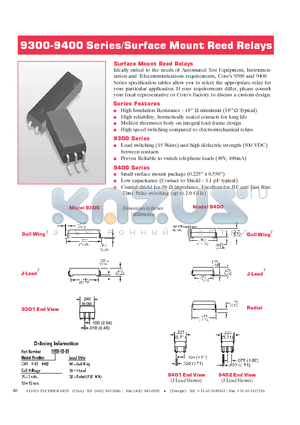 9301-12-20 datasheet - Series/Surface Mount Reed Relays