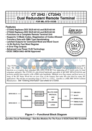 CT2542-FP datasheet - CT 2542 / CT2543 Dual Redundant Remote Terminal FOR MIL-STD-1553B