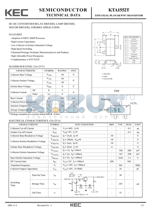 KTA1552T datasheet - EPITAXIAL PLANAR PNP TRANSISTOR