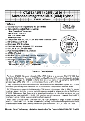 CT2556-FP datasheet - CT2553 / 2554 / 2555 / 2556 Advanced Integrated MUX (AIM) Hybrid FOR MIL-STD-1553