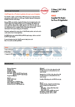 93032-0010 datasheet - Compliant Pin Header For Press-Fit Application