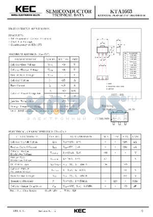 KTA1663 datasheet - EPITAXIAL PLANAR PNP TRANSISTOR (HIGH CURRENT)